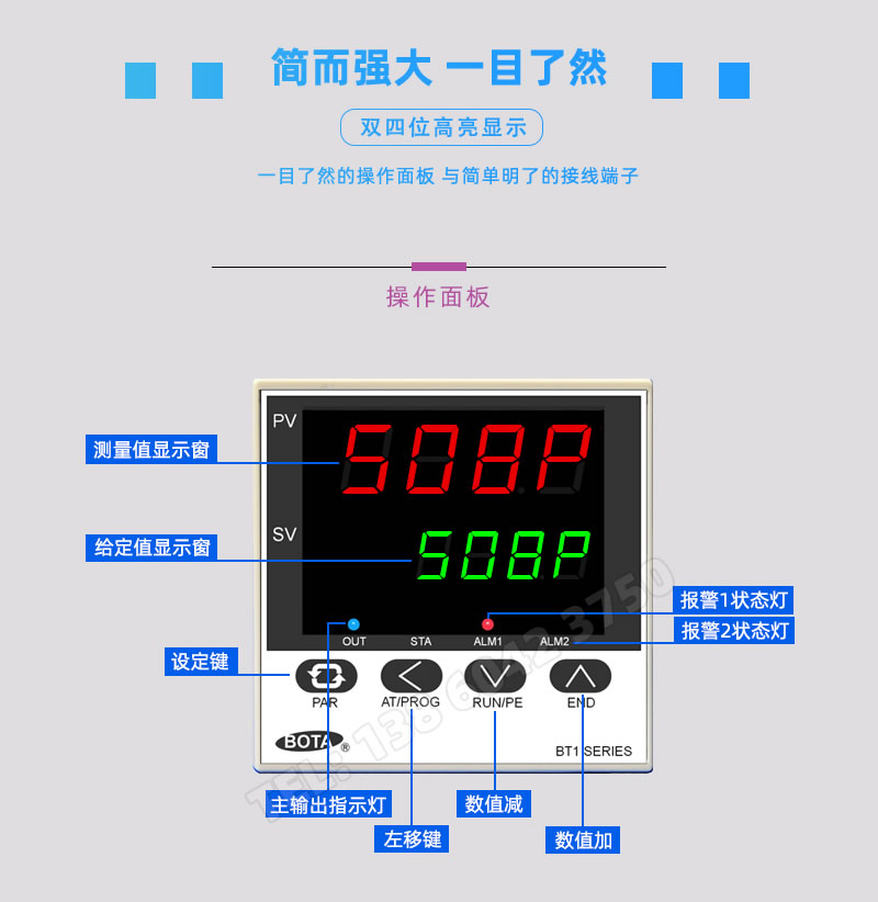 BT508系列溫控表操作面板