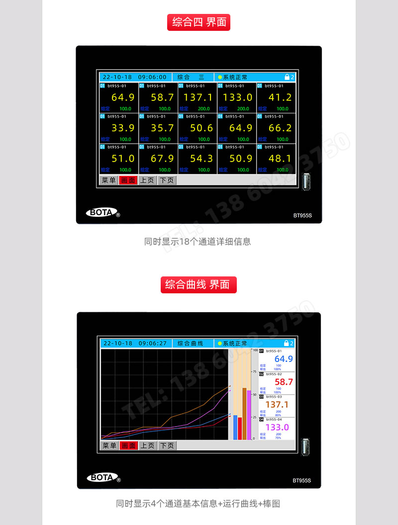 18通道詳細信息及綜合曲線界面